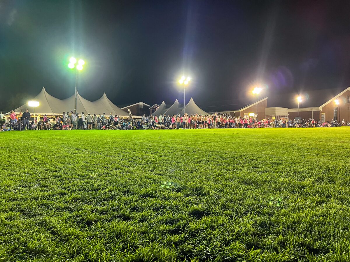 tents at outdoor event at night